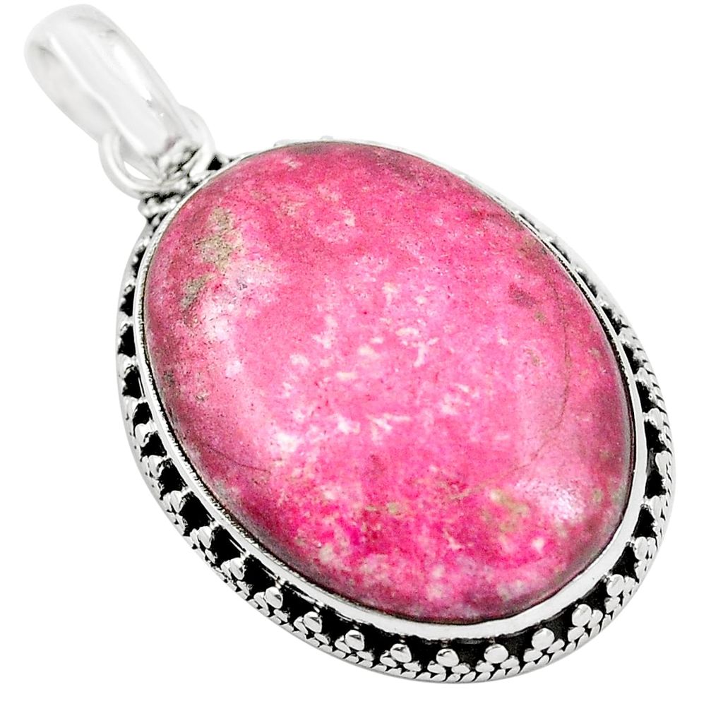 Natural pink thulite (unionite, pink zoisite) 925 silver pendant m80218