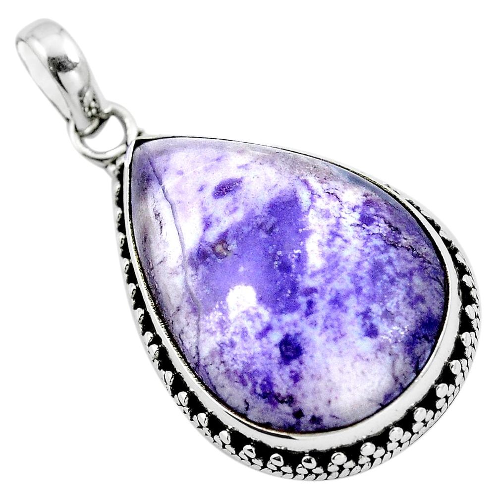 Natural purple tiffany stone 925 sterling silver pendant jewelry m80222