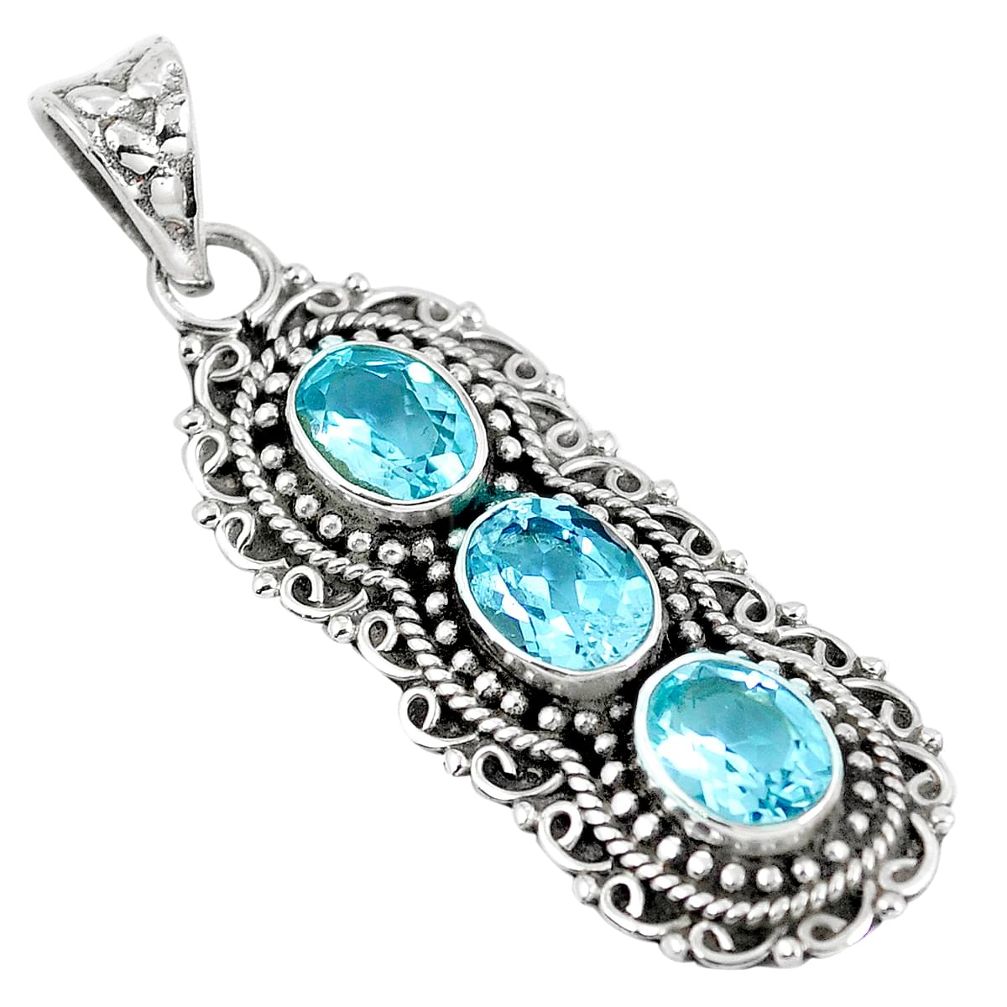 Natural blue topaz 925 sterling silver pendant jewelry m80661