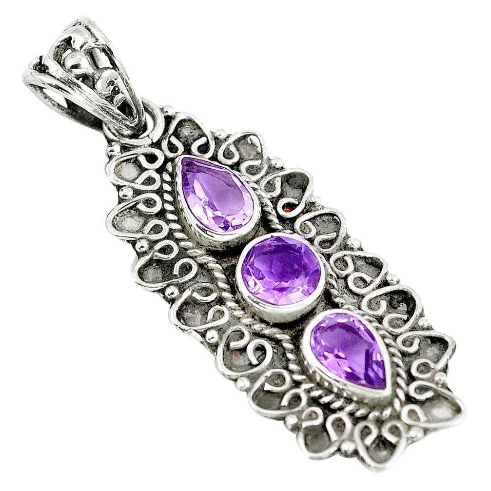 Natural purple amethyst 925 sterling silver pendant jewelry m80671