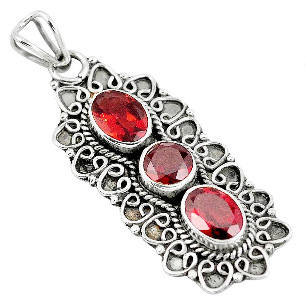 925 sterling silver natural red garnet oval pendant jewelry m80676