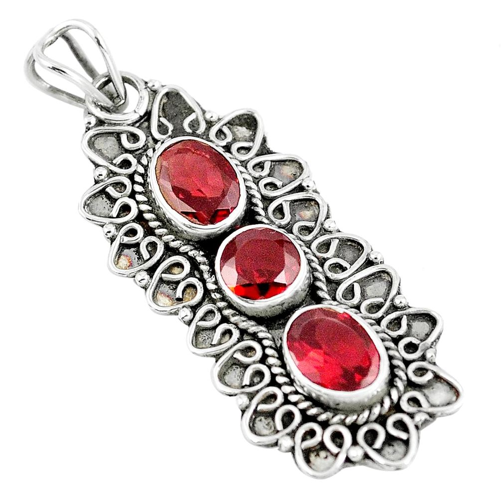 Natural red garnet 925 sterling silver pendant jewelry m80677