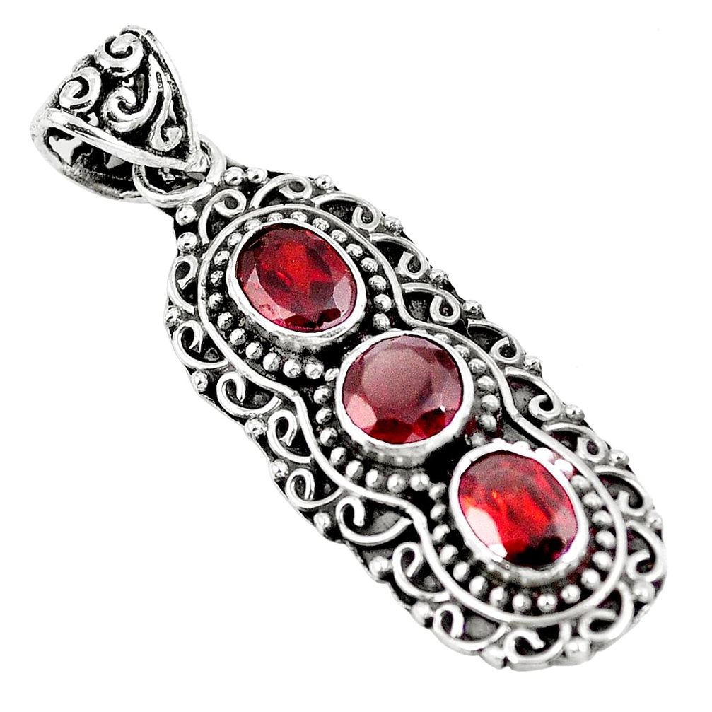Natural red garnet 925 sterling silver pendant jewelry m80679