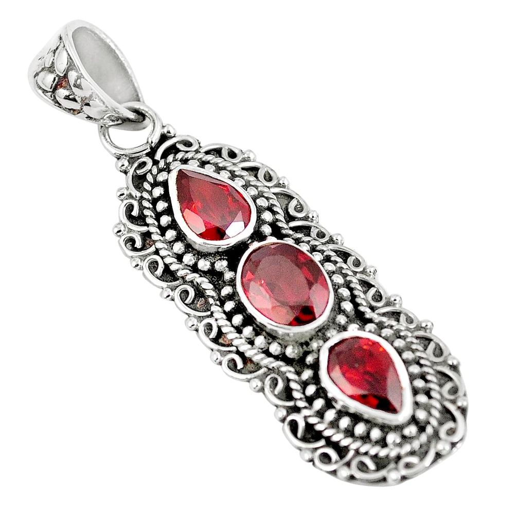 925 sterling silver natural red garnet oval shape pendant jewelry m80680