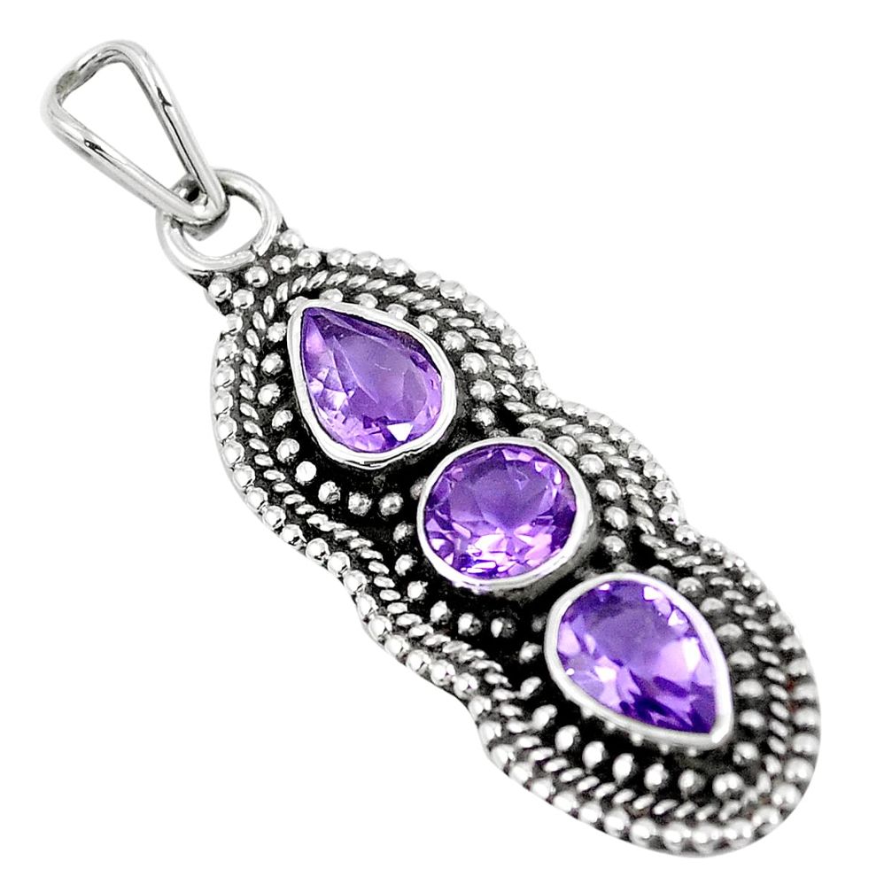 Natural purple amethyst 925 sterling silver pendant jewelry m80700