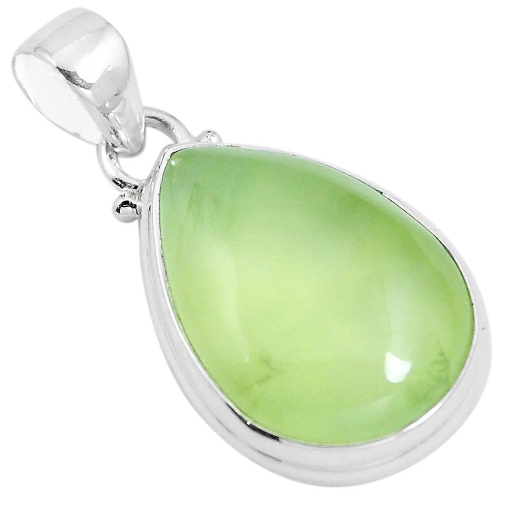 Natural green prehnite 925 sterling silver pendant jewelry m82183