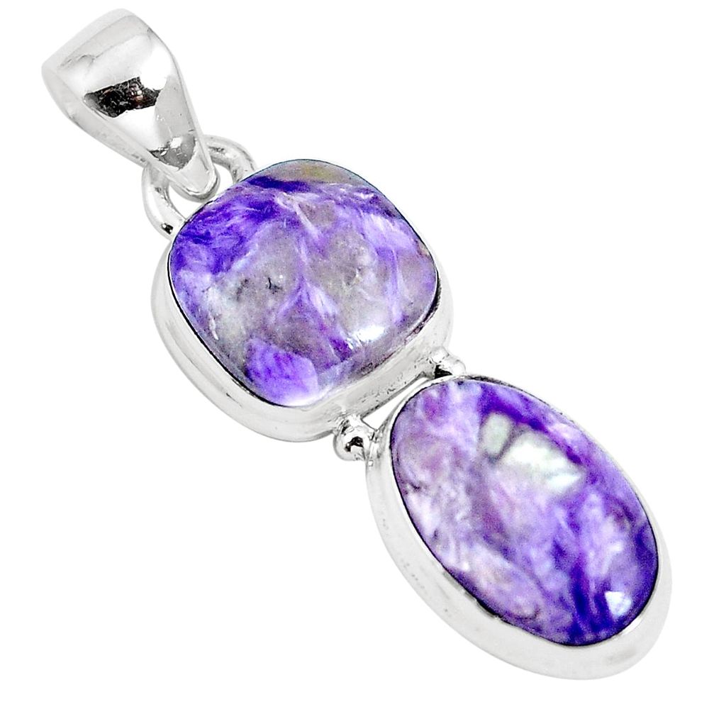 Natural purple charoite (siberian) 925 sterling silver pendant m82201