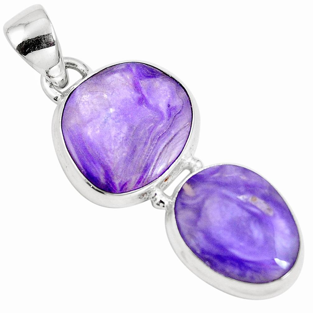 Natural purple charoite (siberian) 925 sterling silver pendant m82211