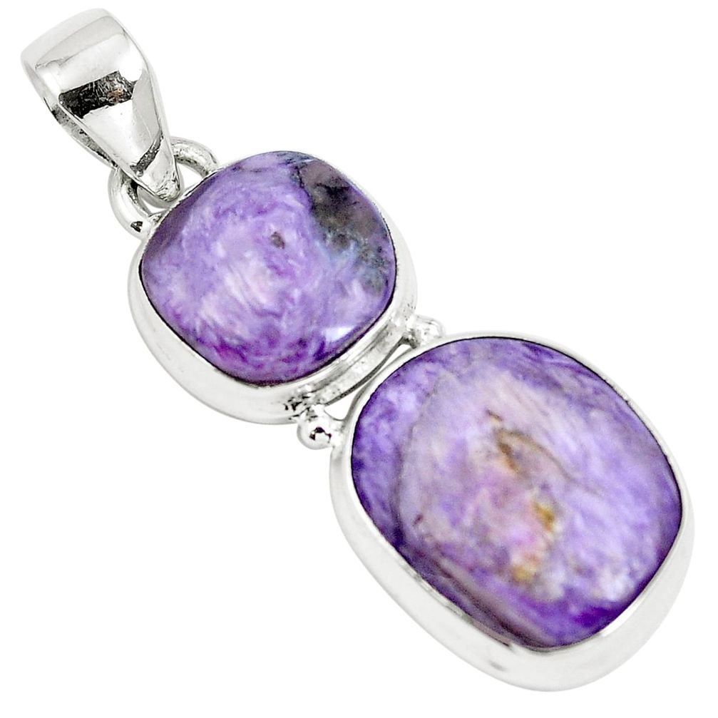 Natural purple charoite (siberian) 925 sterling silver pendant m82219