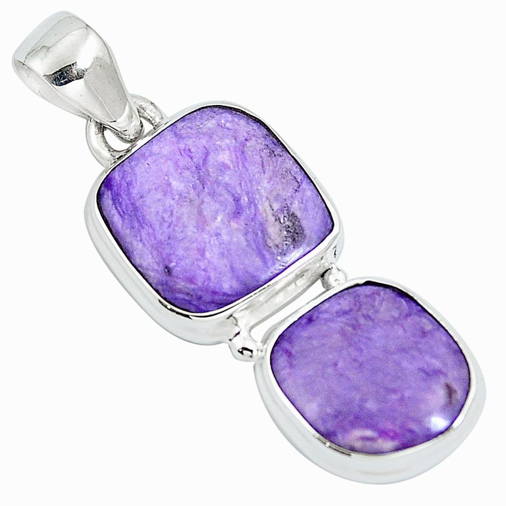 925 sterling silver natural purple charoite (siberian) pendant jewelry m82220