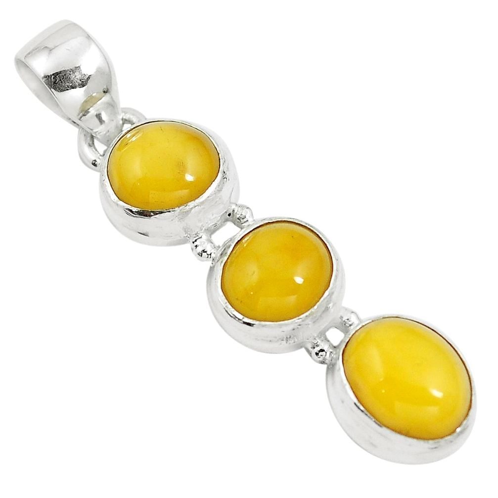 Natural yellow amber bone 925 sterling silver pendant jewelry m82255