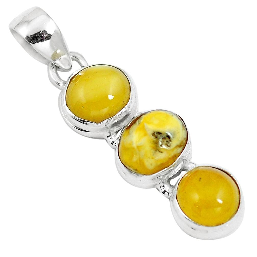 925 sterling silver natural yellow amber bone pendant jewelry m82260