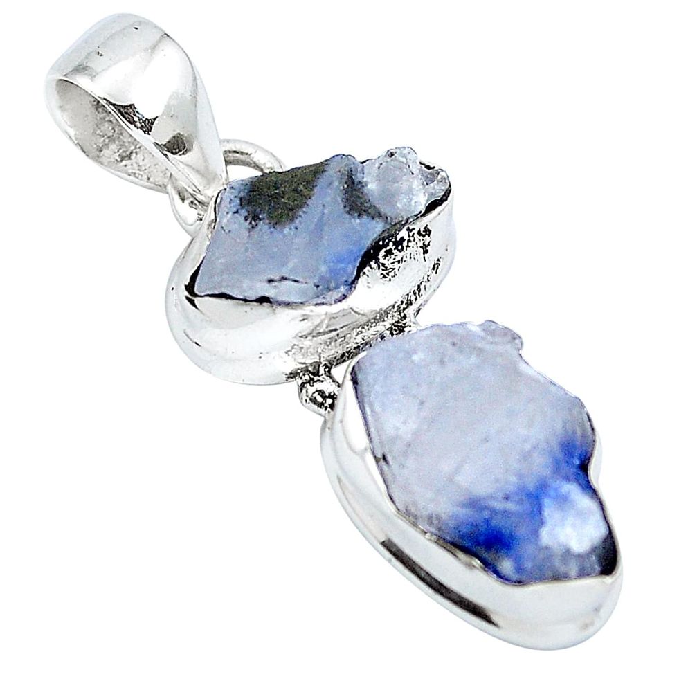 Natural blue dumortierite rough 925 sterling silver pendant m82517