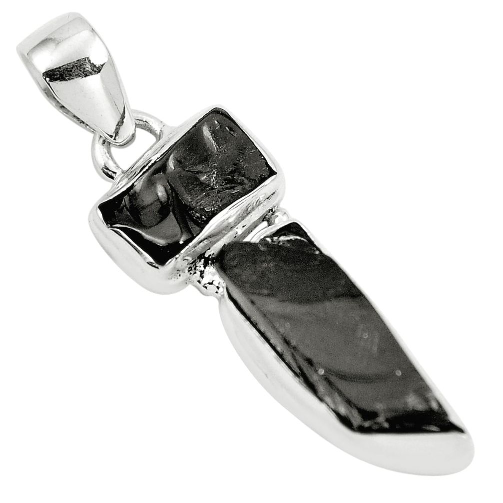 Natural black shungite 925 sterling silver pendant jewelry m82546