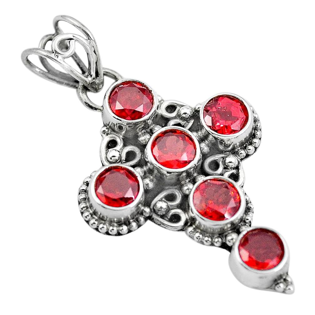 Natural red garnet 925 sterling silver holy cross pendant jewelry m82579