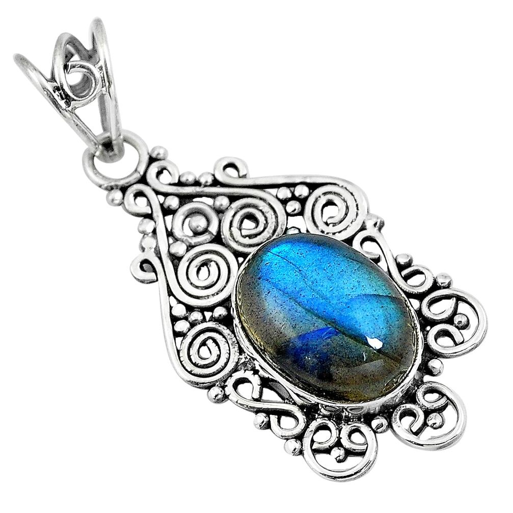 Natural blue labradorite 925 sterling silver pendant jewelry m82853
