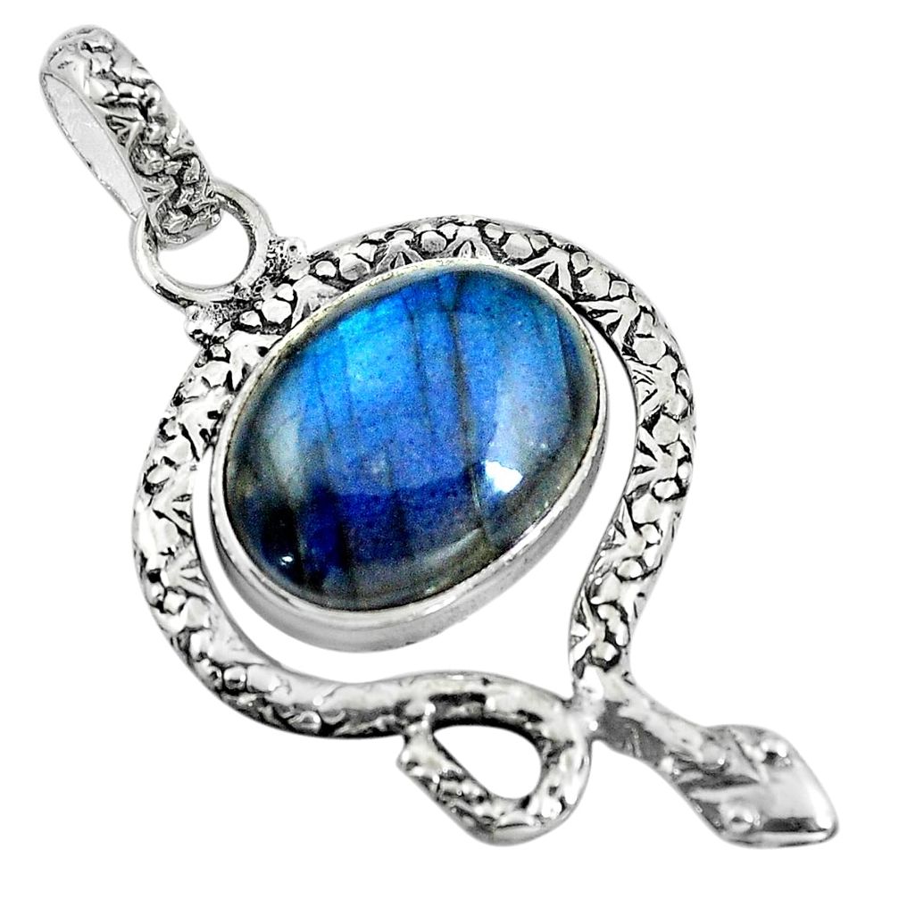 Natural blue lapis lazuli 925 sterling silver snake pendant jewelry m82925