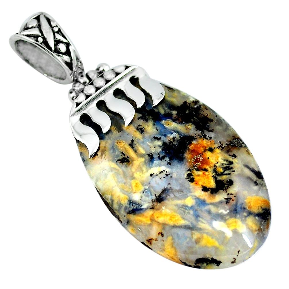 Natural scenic russian dendritic agate 925 silver pendant jewelry m83331