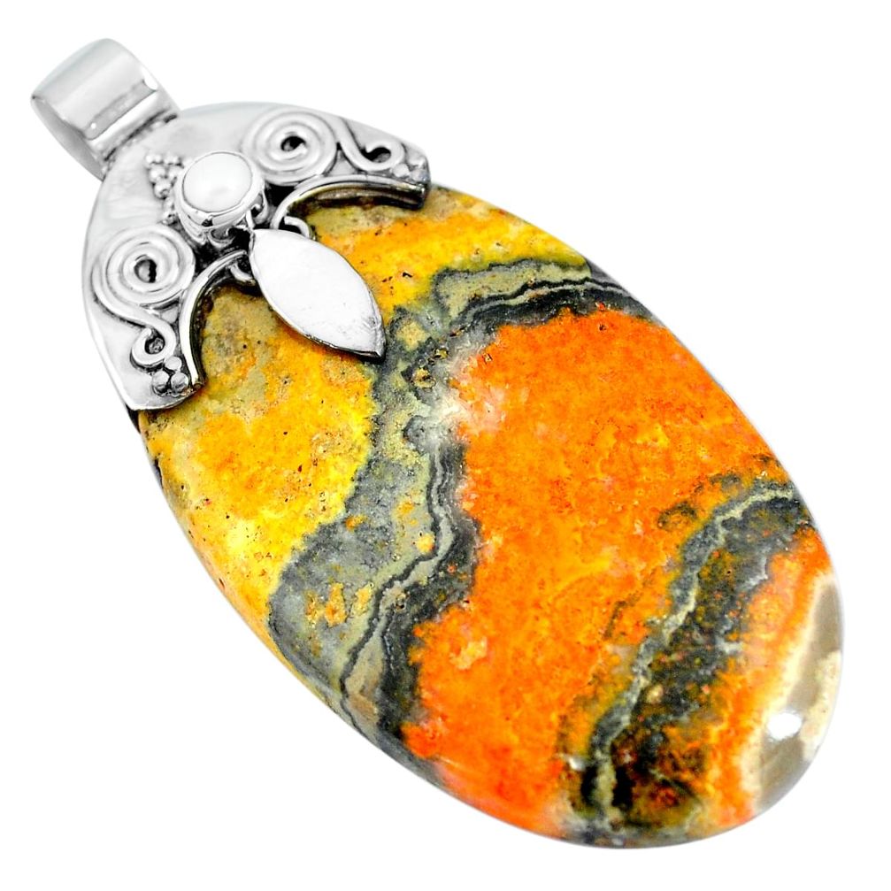 925 silver natural yellow bumble bee australian jasper oval pendant m83397