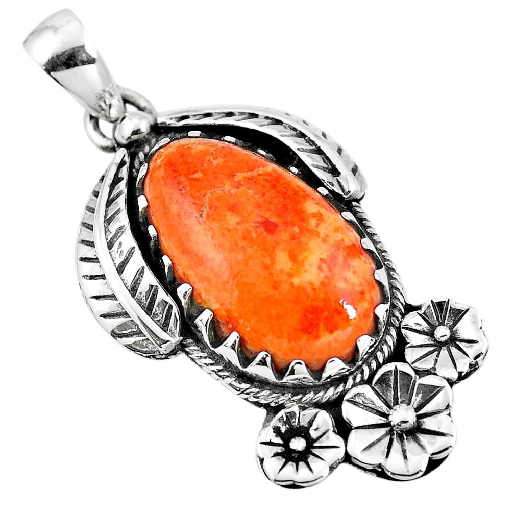 Red copper turquoise 925 sterling silver flower pendant jewelry m83502