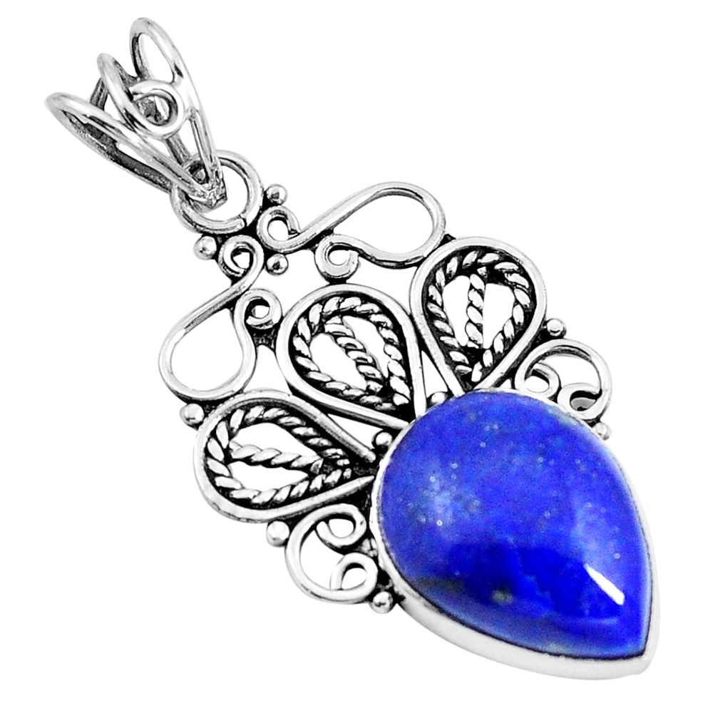 Natural blue lapis lazuli 925 sterling silver pendant jewelry m83687