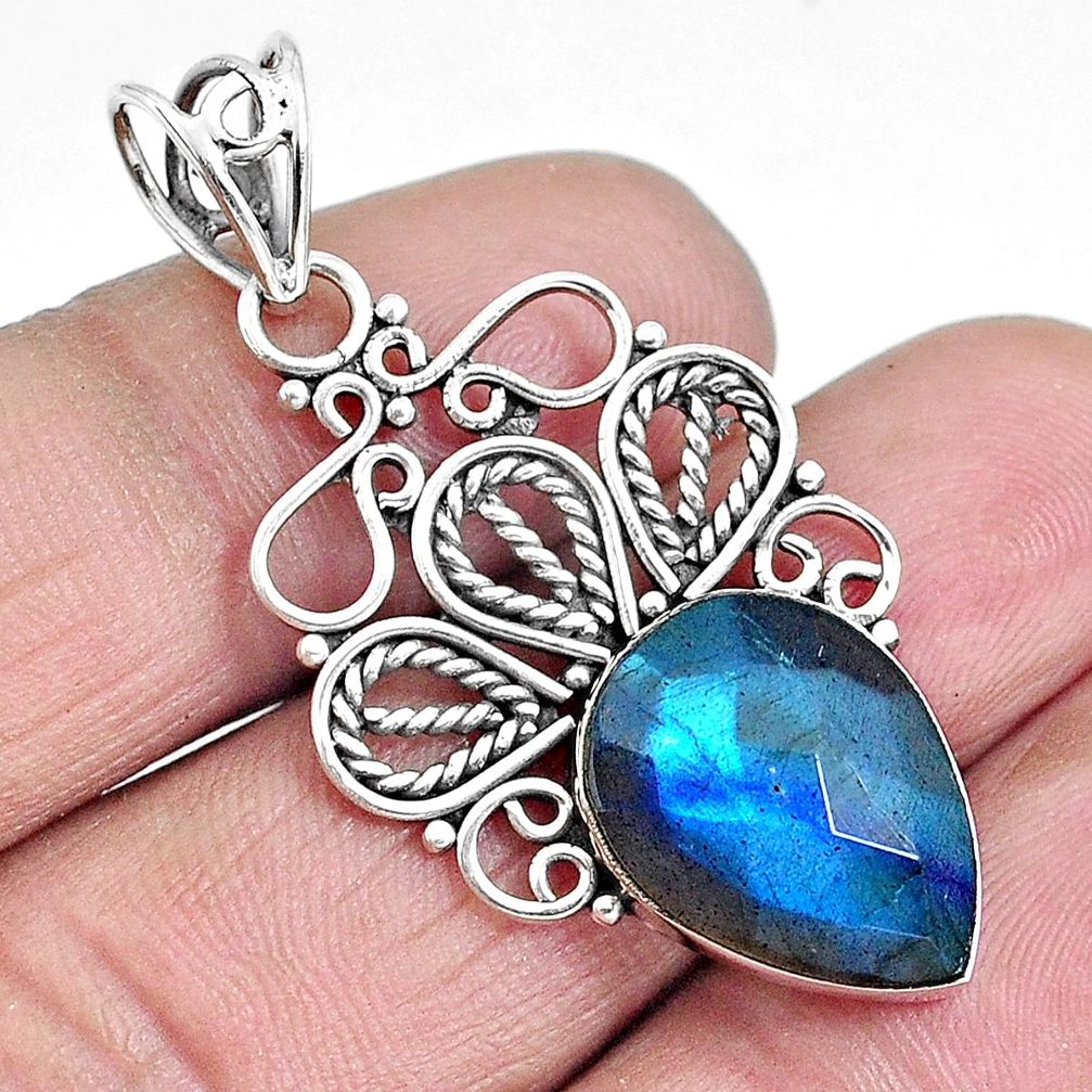 Natural blue labradorite 925 sterling silver pendant jewelry m83694