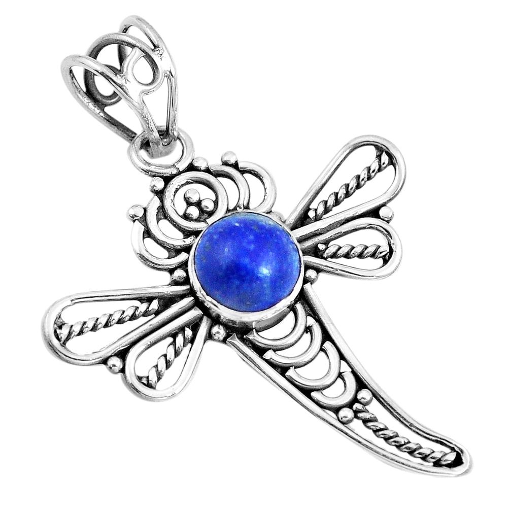 Natural blue lapis lazuli 925 sterling silver dragonfly pendant m83722