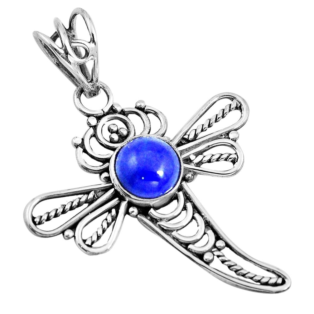 Natural blue lapis lazuli 925 sterling silver dragonfly pendant m83723