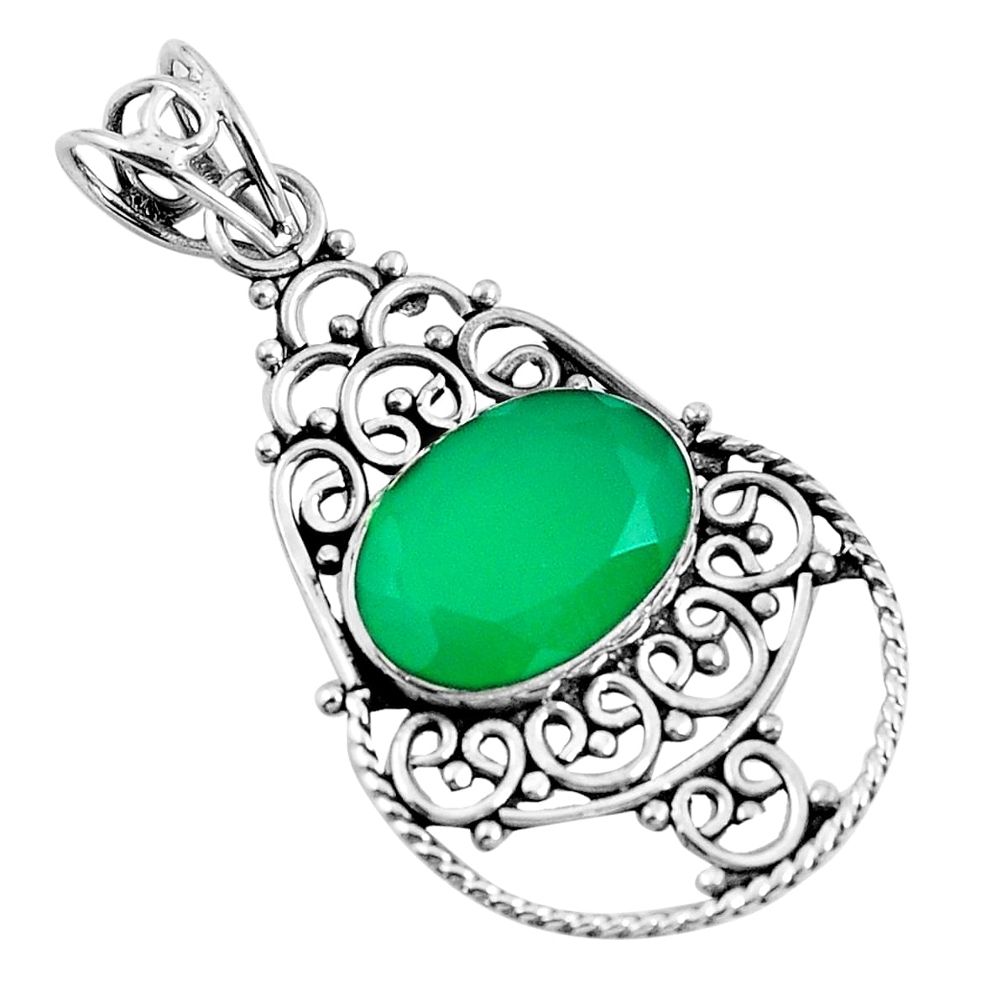 925 sterling silver natural green chalcedony pendant jewelry m83764