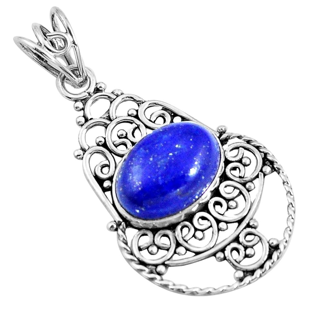Natural blue lapis lazuli 925 sterling silver pendant jewelry m83770