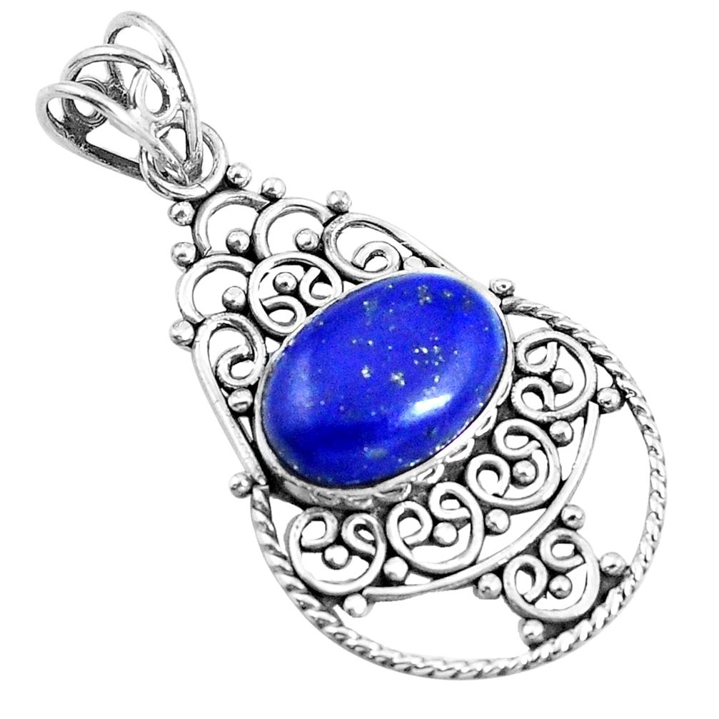 925 sterling silver natural blue lapis lazuli oval pendant jewelry m83771