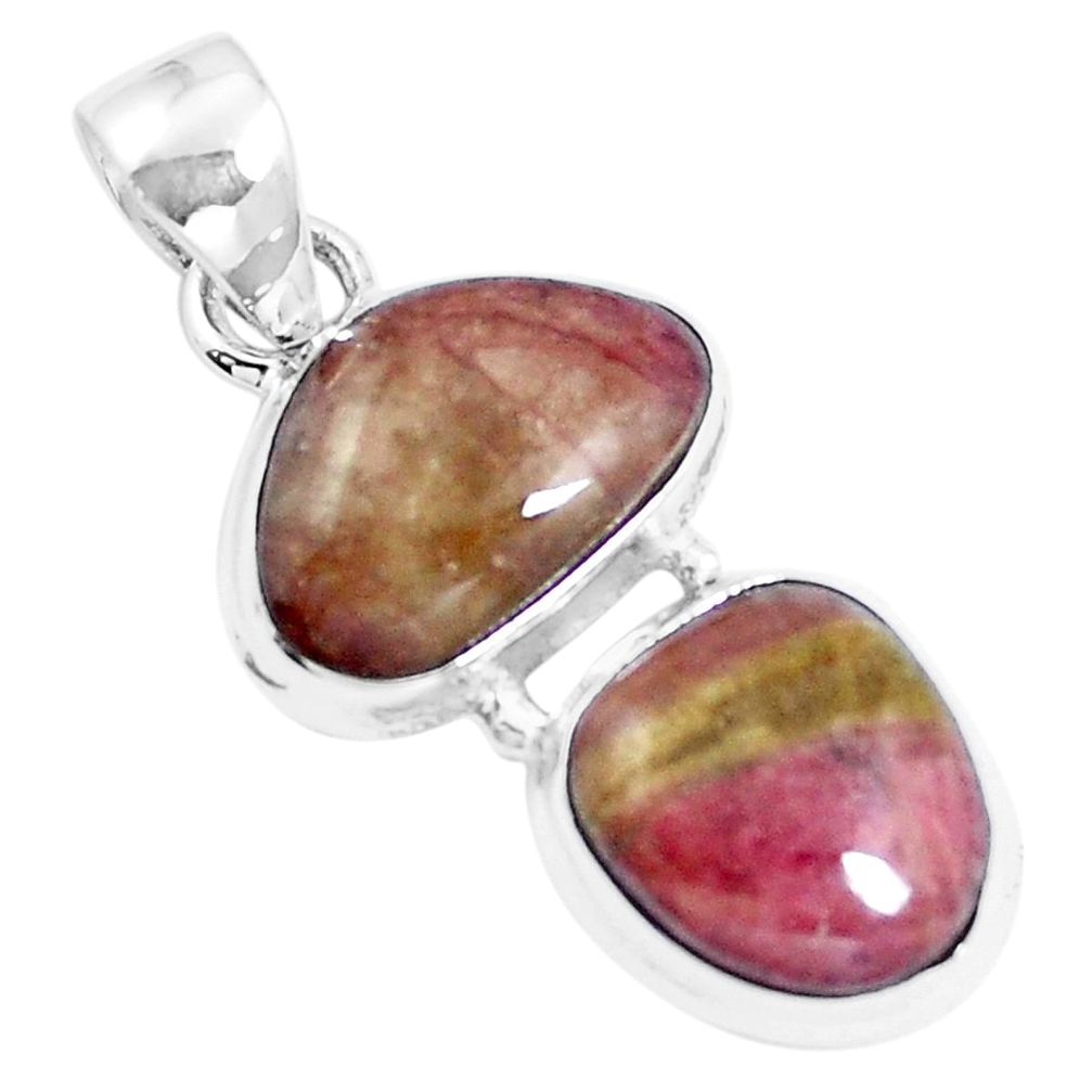 Natural pink bio tourmaline 925 sterling silver pendant jewelry m83795