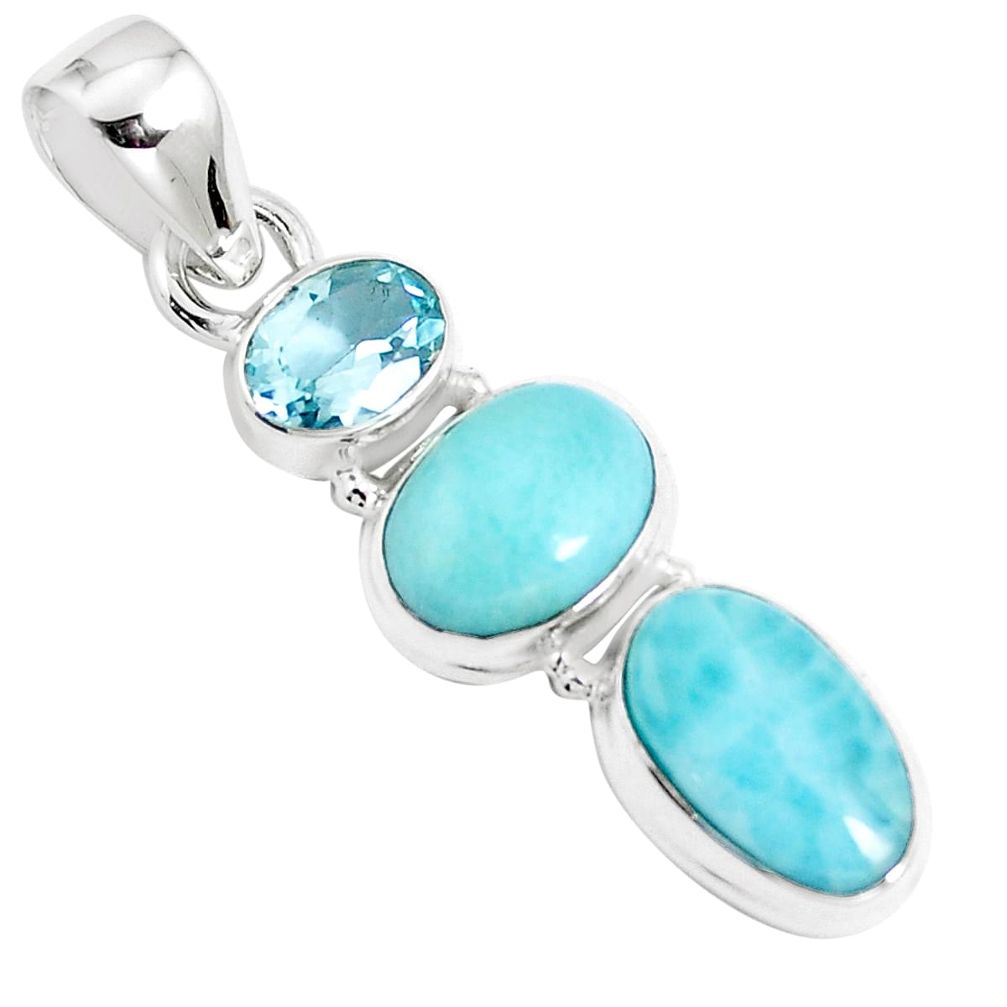 925 sterling silver natural blue larimar topaz pendant jewelry m83978