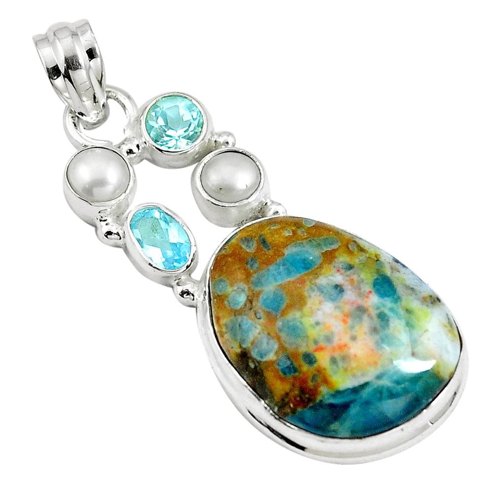 Natural orange apatite (madagascar) topaz 925 silver pendant m84574