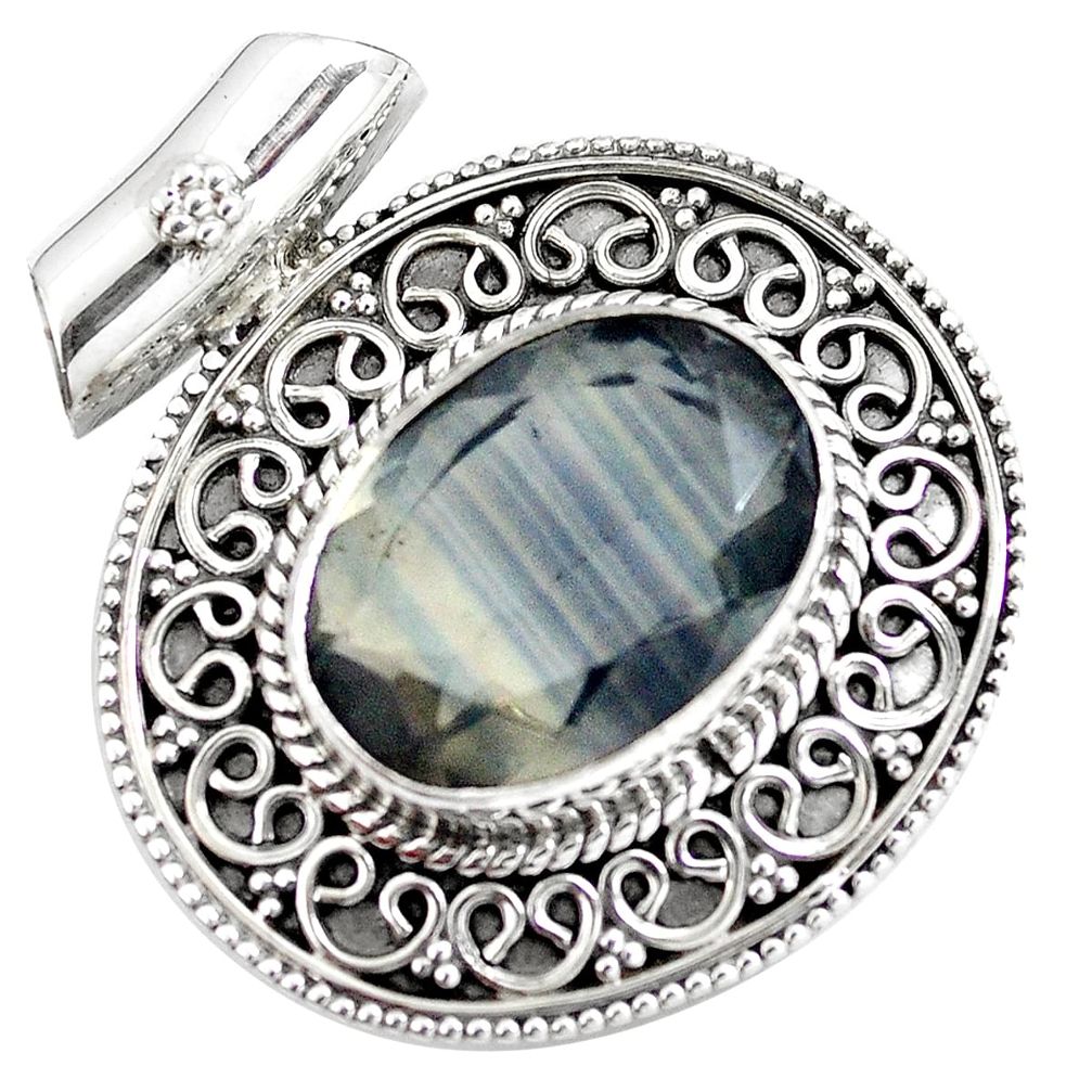 13.04cts natural faceted fluorite 925 sterling silver pendant jewelry m84718