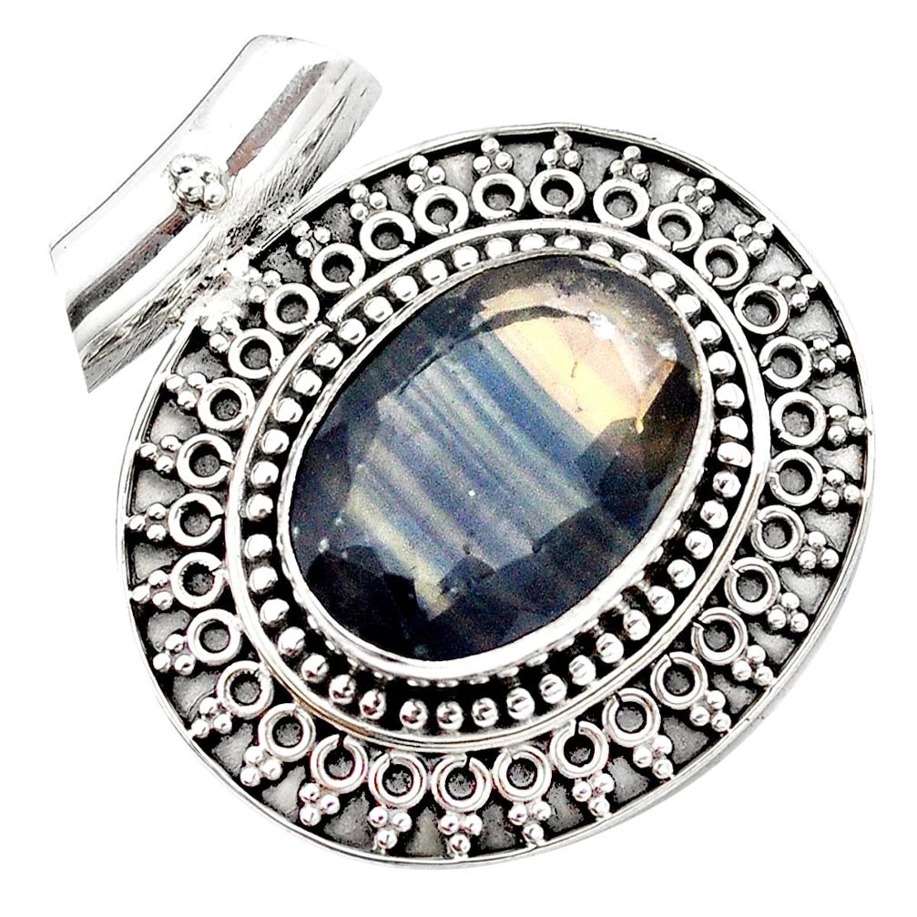 16.42cts natural faceted fluorite 925 sterling silver pendant jewelry m84734