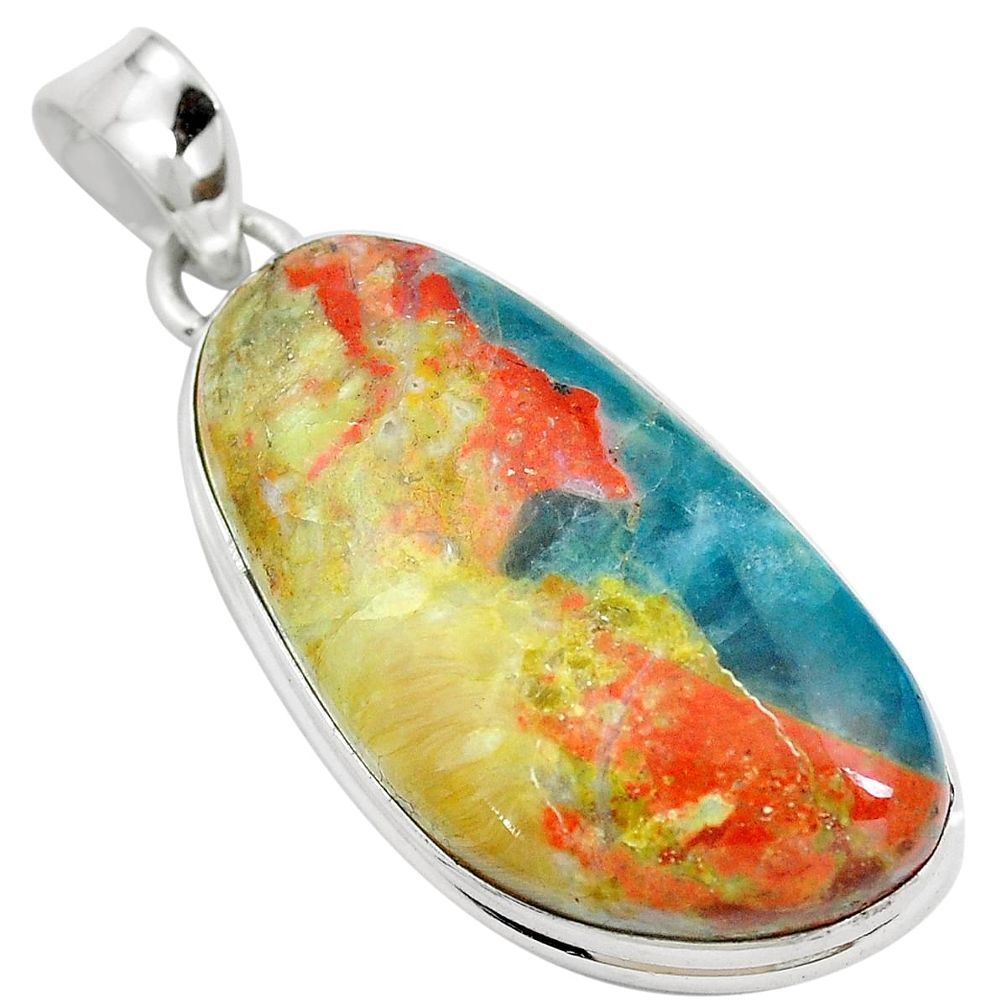 28.70cts natural orange apatite (madagascar) 925 sterling silver pendant m85163