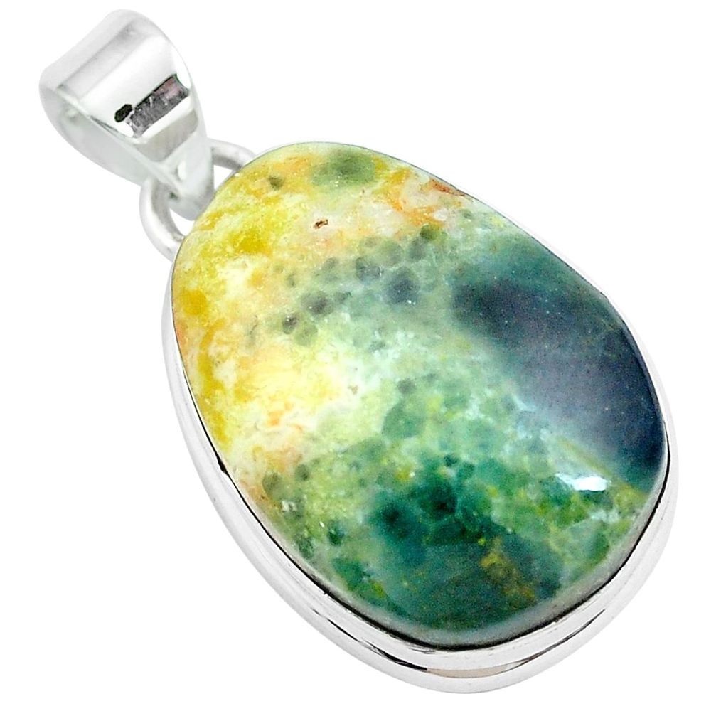 25.00cts natural orange apatite (madagascar) 925 sterling silver pendant m85165