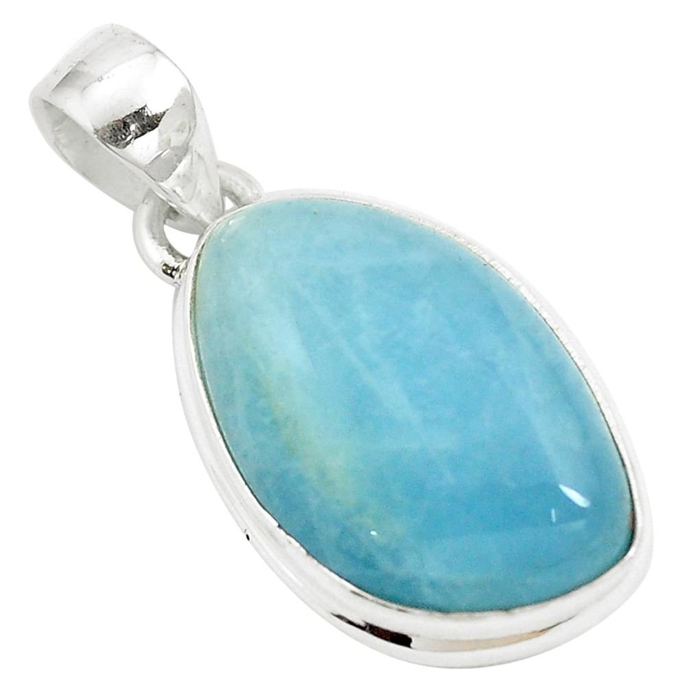 15.55cts natural blue aquamarine 925 sterling silver pendant jewelry m85204