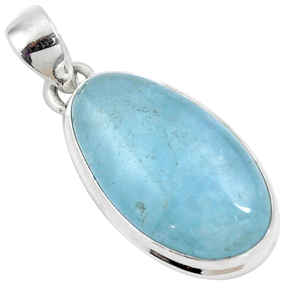 17.10cts natural blue aquamarine 925 sterling silver pendant jewelry m85212