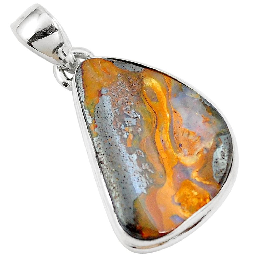 Natural brown boulder opal 925 sterling silver pendant jewelry m85250