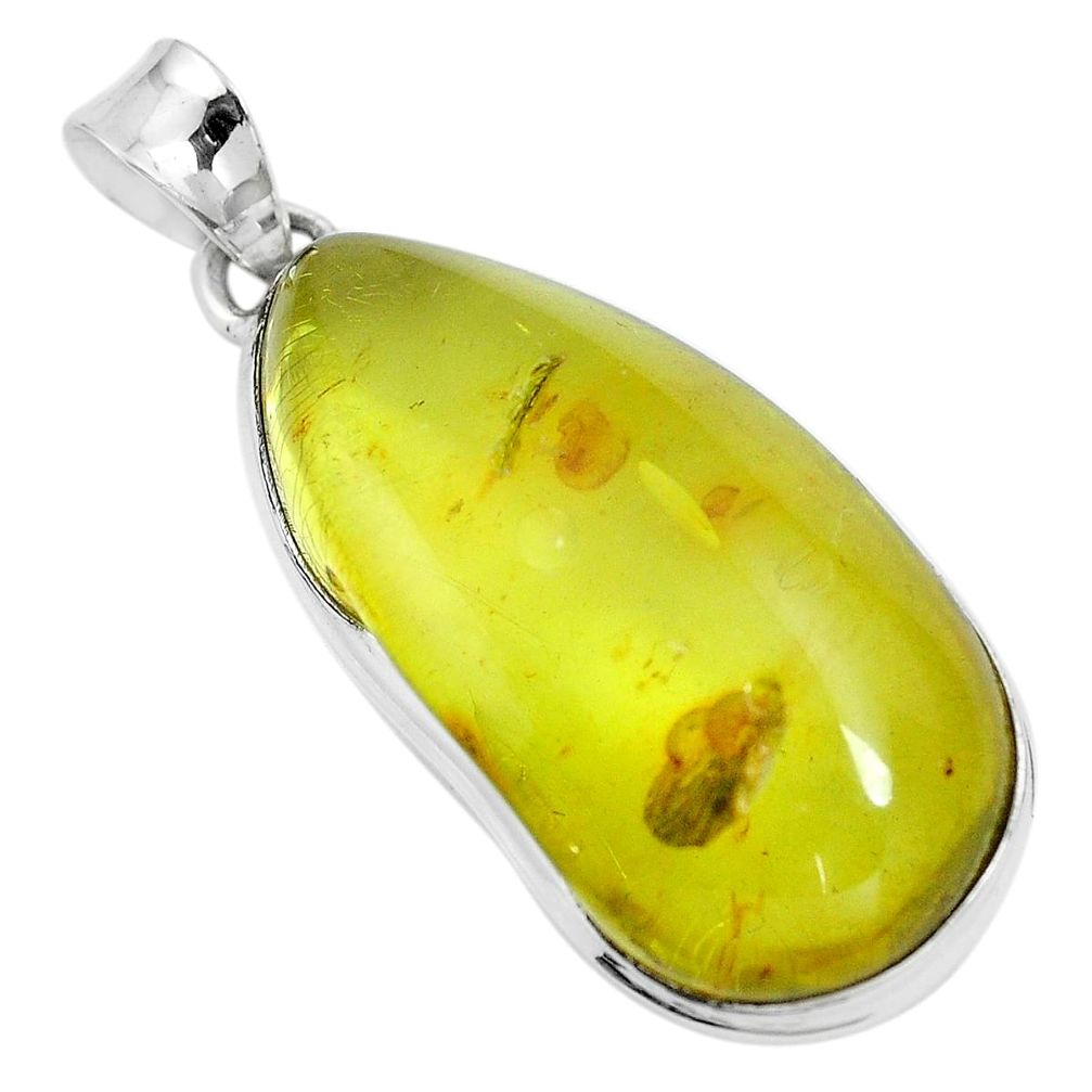 925 sterling silver natural green amber from colombia fancy pendant m85265