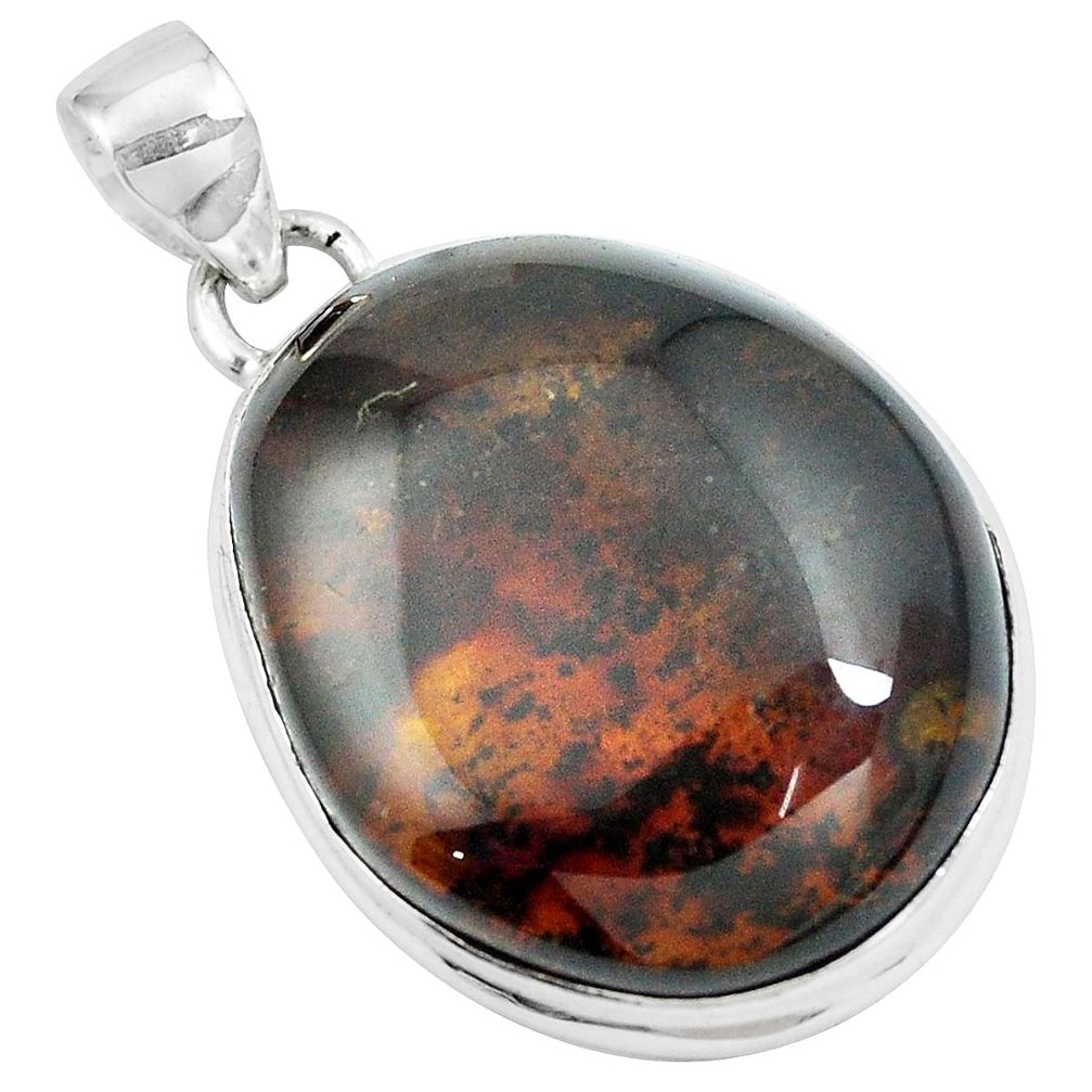 Natural green amber from colombia 925 sterling silver pendant m85270