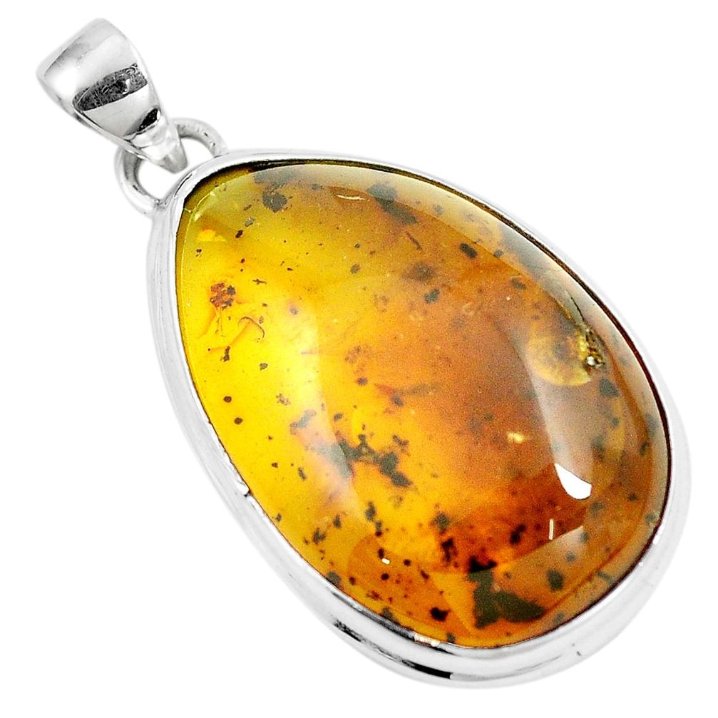 925 sterling silver natural green amber from colombia pendant m85272