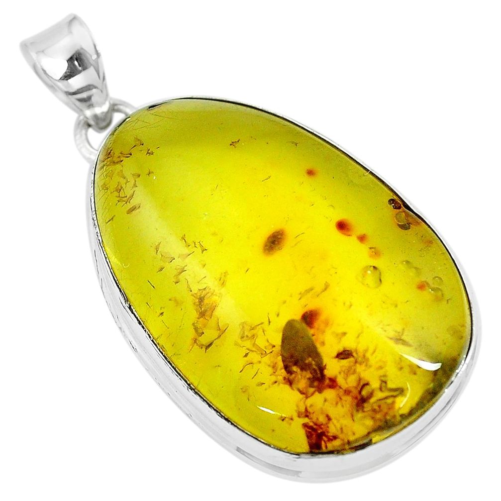 925 sterling silver natural green amber from colombia pendant m85277