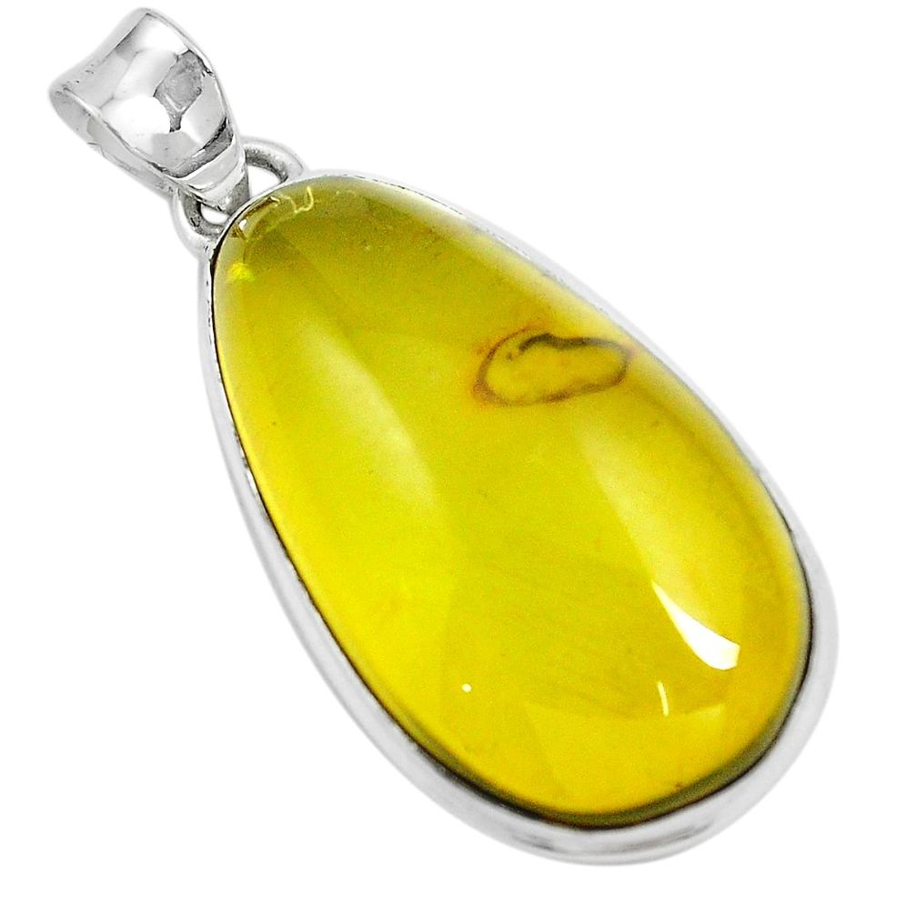 Natural green amber from colombia 925 sterling silver pendant m85280