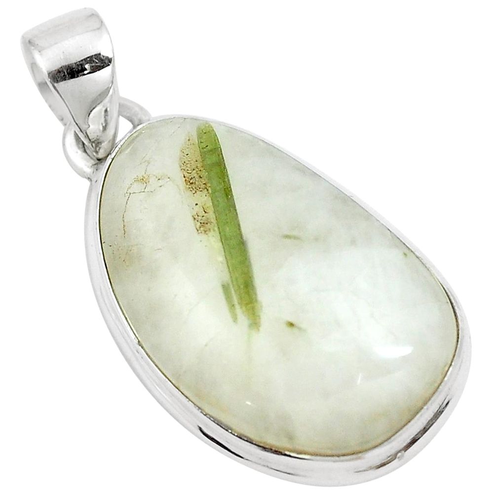 925 sterling silver natural green tourmaline in quartz pendant jewelry m85318