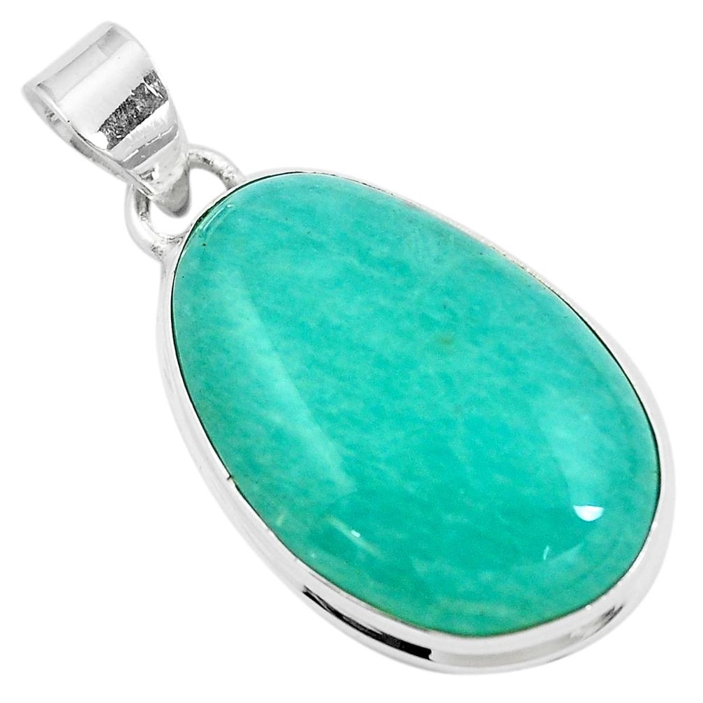 22.79cts natural green peruvian amazonite 925 sterling silver pendant m85322