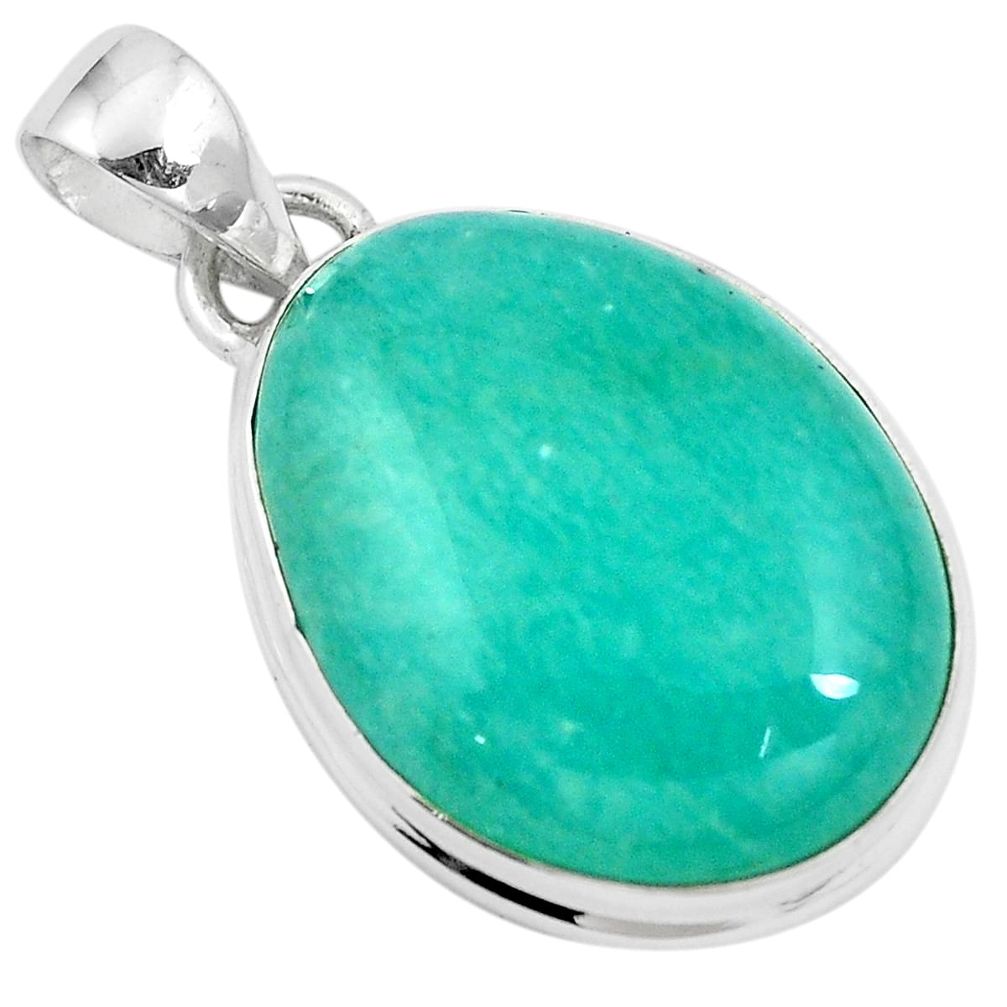 18.55cts natural green peruvian amazonite 925 sterling silver pendant m85324