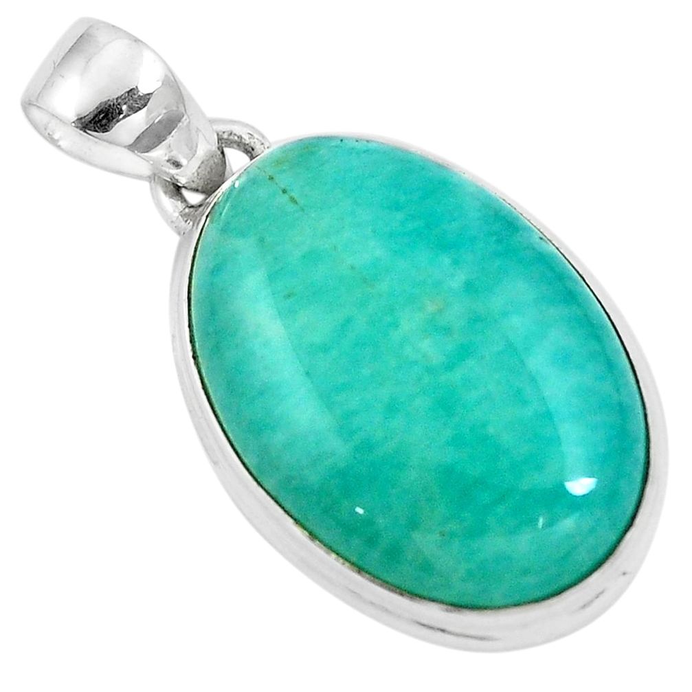 17.57cts natural green peruvian amazonite 925 sterling silver pendant m85335